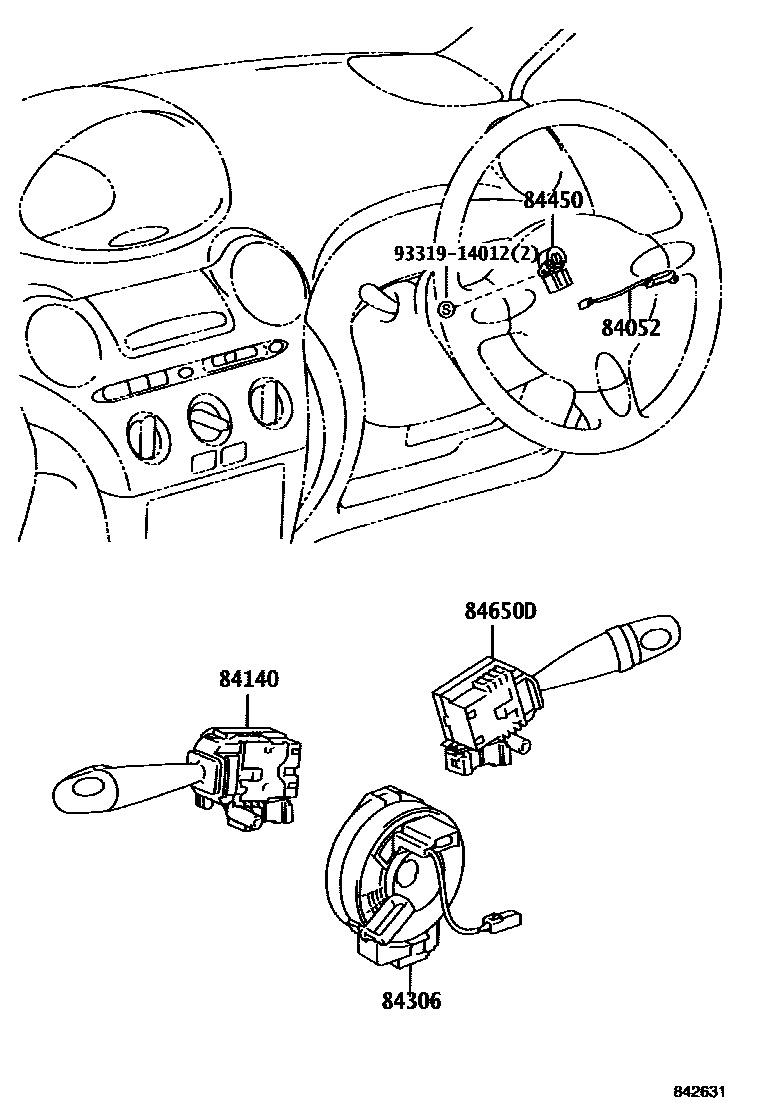 Toyota YARIS 开关和继电器和ECU EPC diagram — 842631A