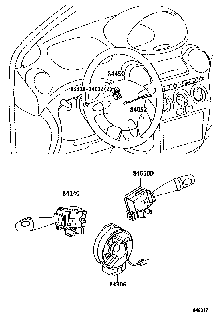 Toyota YARIS 开关和继电器和ECU EPC diagram — 842917B