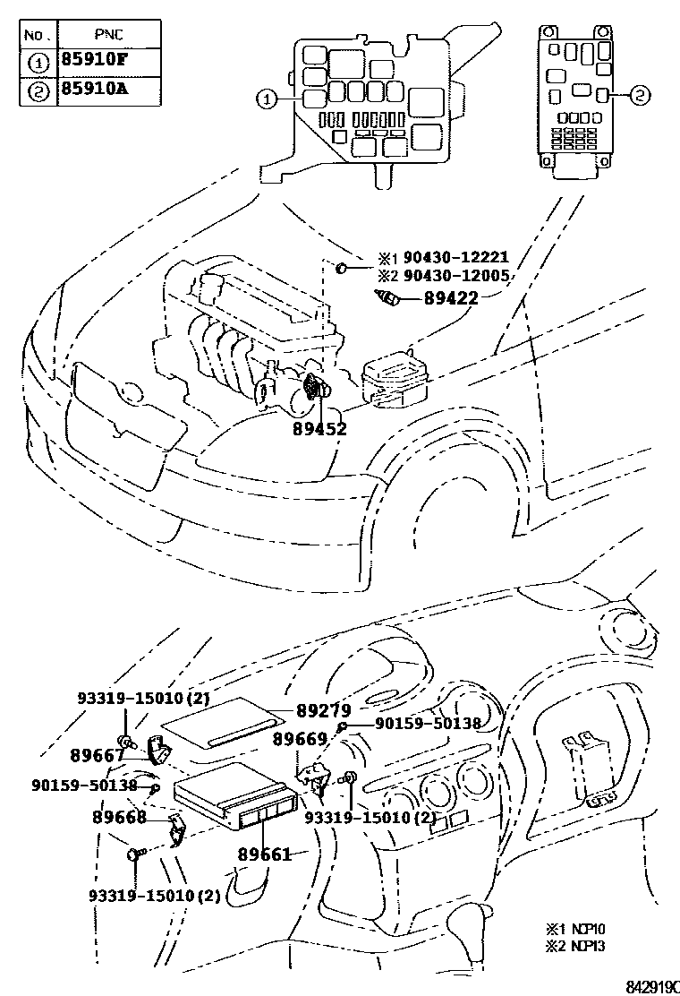 Toyota YARIS 电子燃油喷射系统 EPC diagram — 842919C