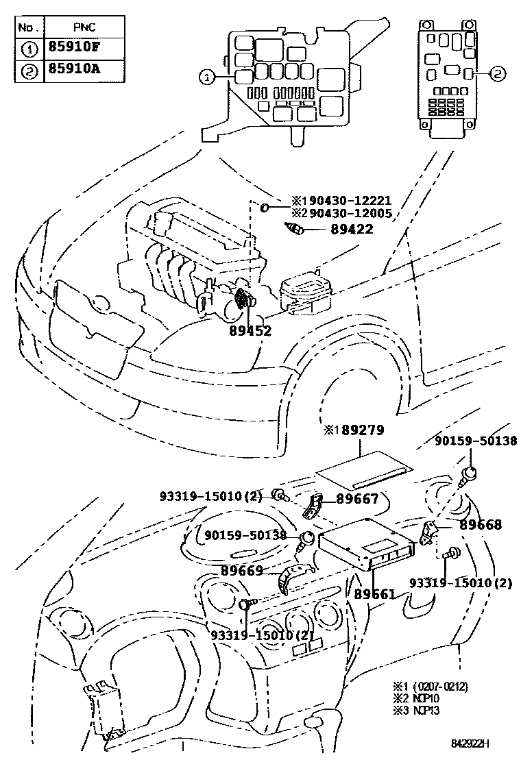 Toyota YARIS 电子燃油喷射系统 EPC diagram — 842922H