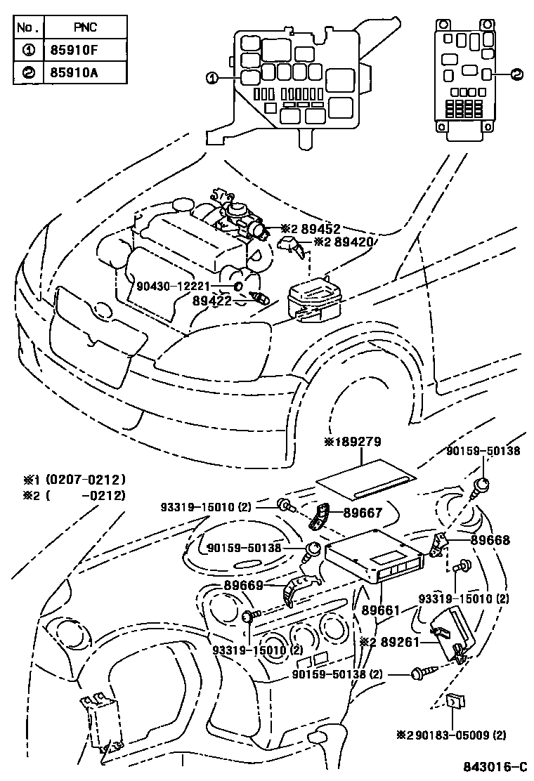 Toyota YARIS 电子燃油喷射系统 EPC diagram — 843016C
