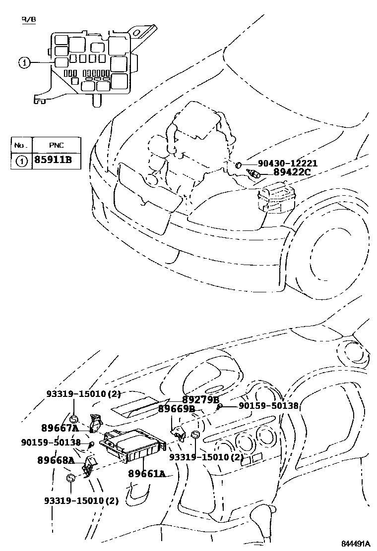 Toyota YARIS 电子控制柴油机(ECD) EPC diagram — 844491A