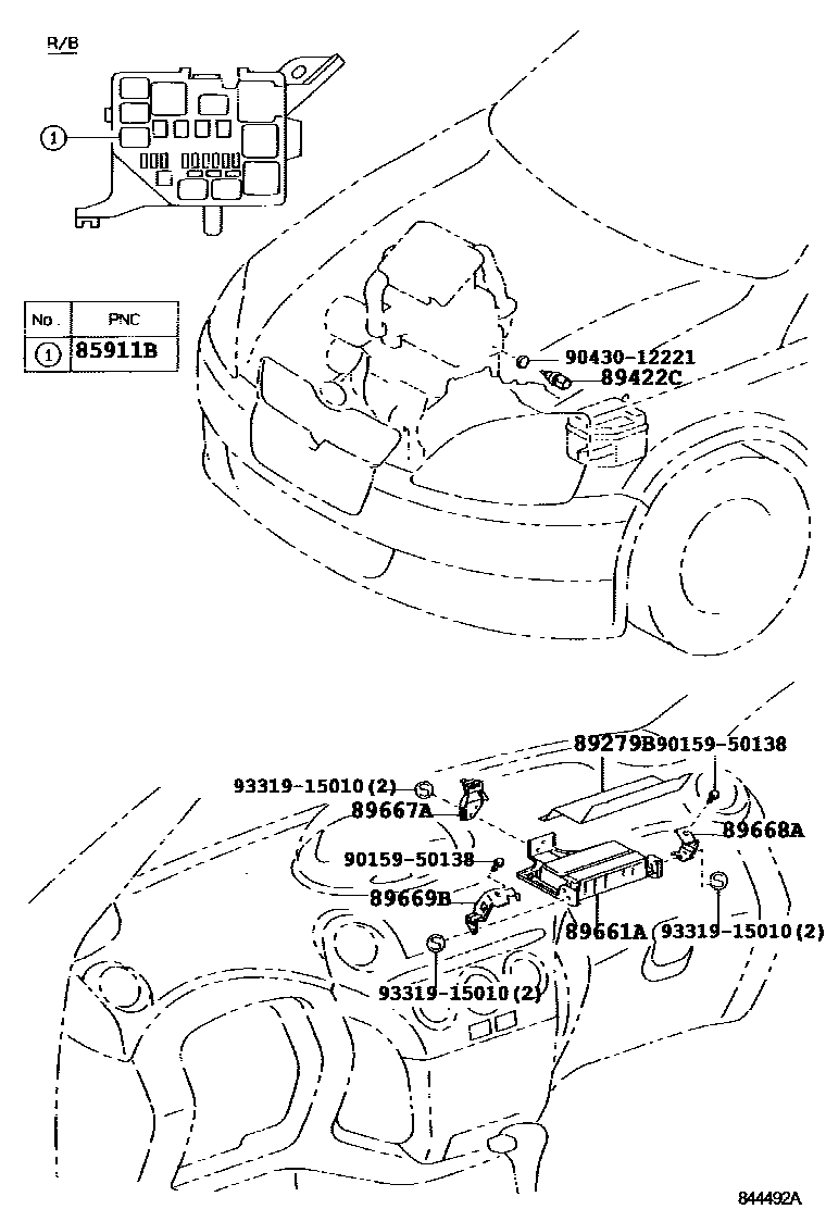 Toyota YARIS 电子控制柴油机(ECD) EPC diagram — 844492A