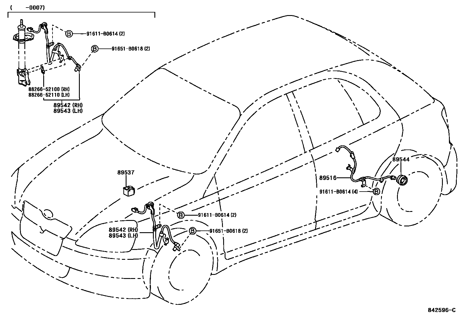 Toyota YARIS ABS 和 VSC EPC diagram — 842596C