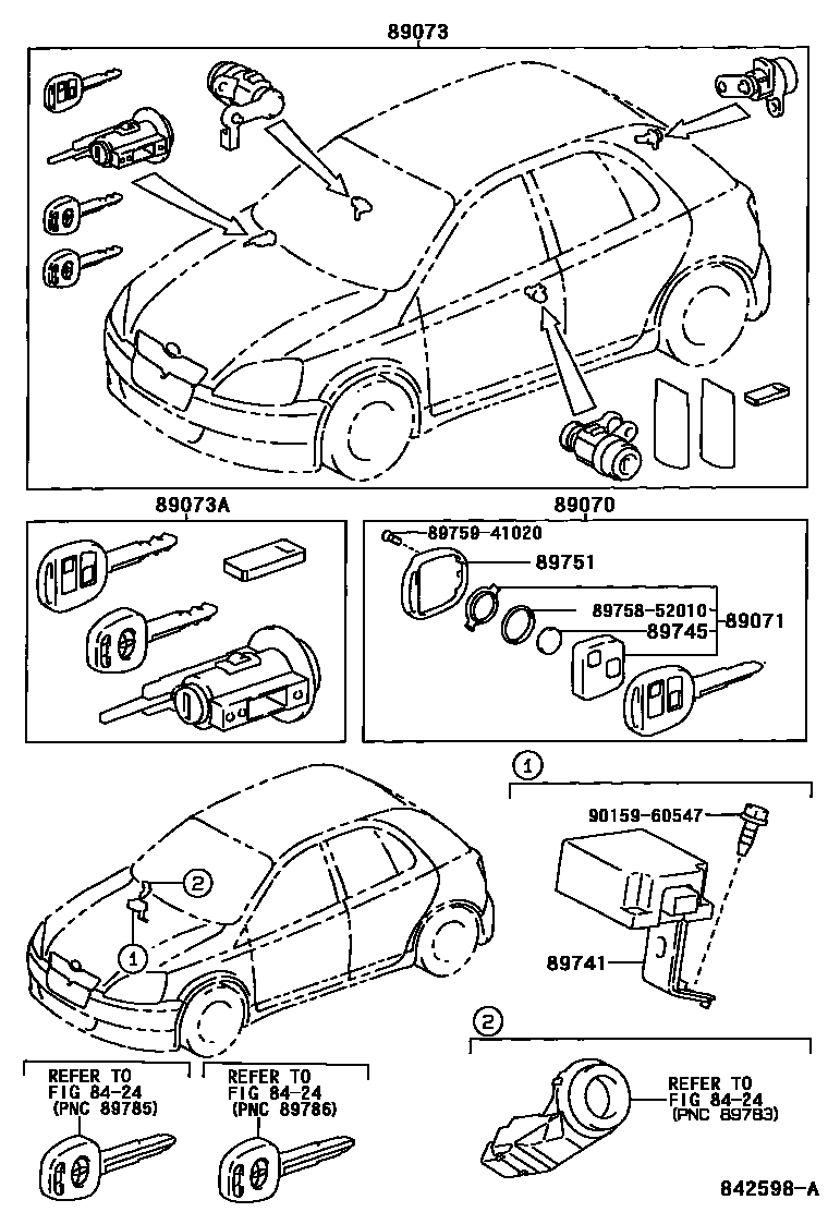 Toyota YARIS 遥控门锁 EPC diagram — 842598A
