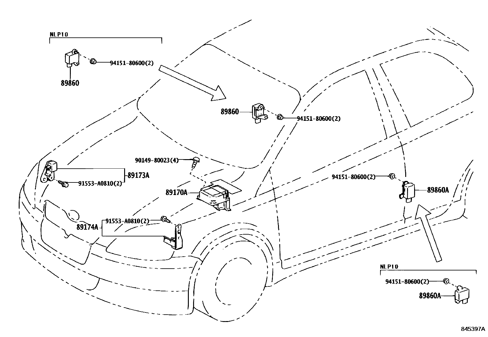 Toyota YARIS 空气囊 EPC diagram — 845397A