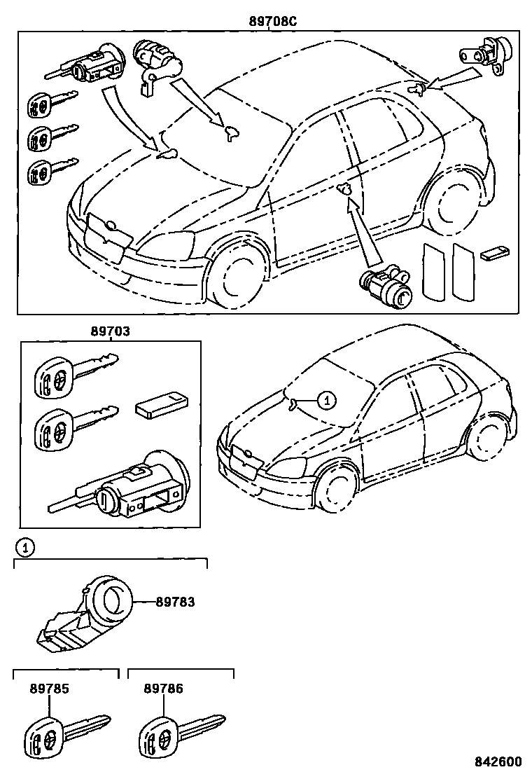 Toyota YARIS 防盗装置 EPC diagram — 842600