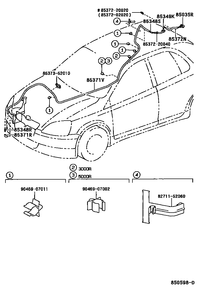 Toyota YARIS 后清洗器 EPC diagram — 850598D