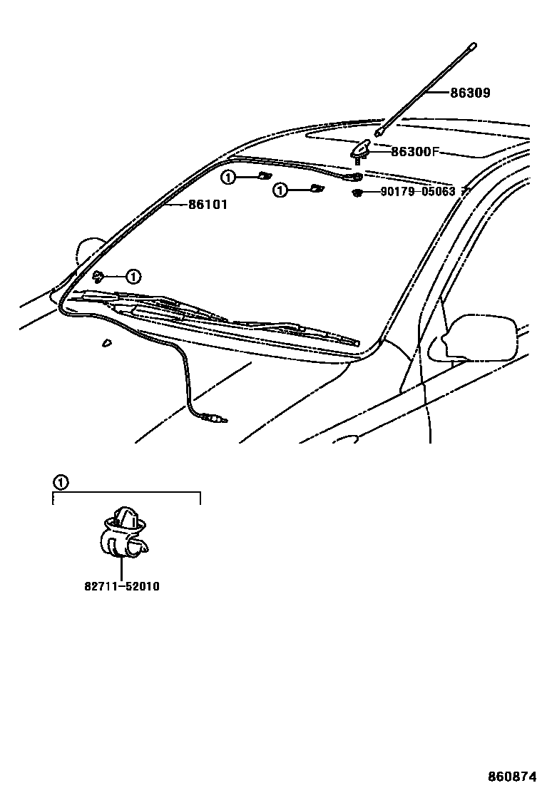 Toyota YARIS antenna EPC diagram — 860874