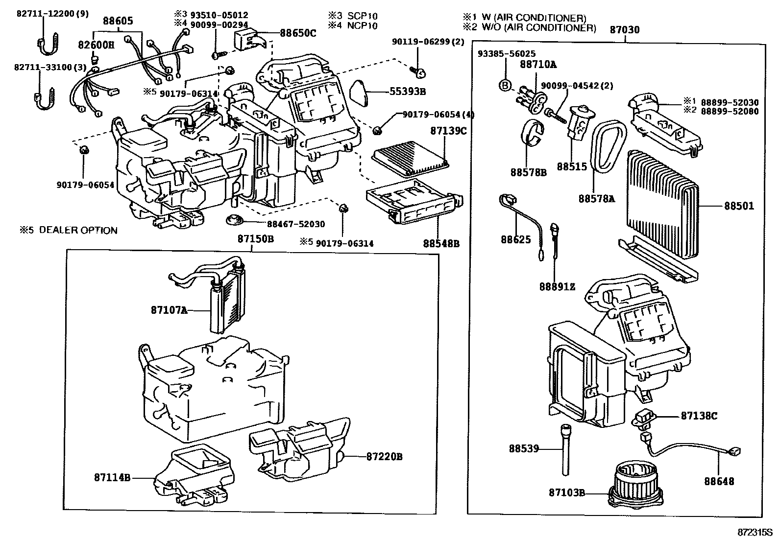 Toyota YARIS 暖风和空调系统 - 冷却器组件 EPC diagram — 873215S