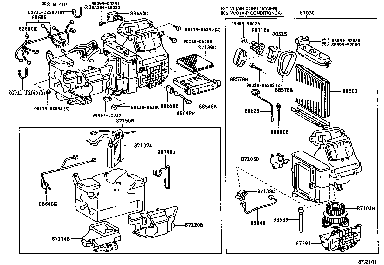 Toyota YARIS 暖风和空调系统 - 冷却器组件 EPC diagram — 873217R