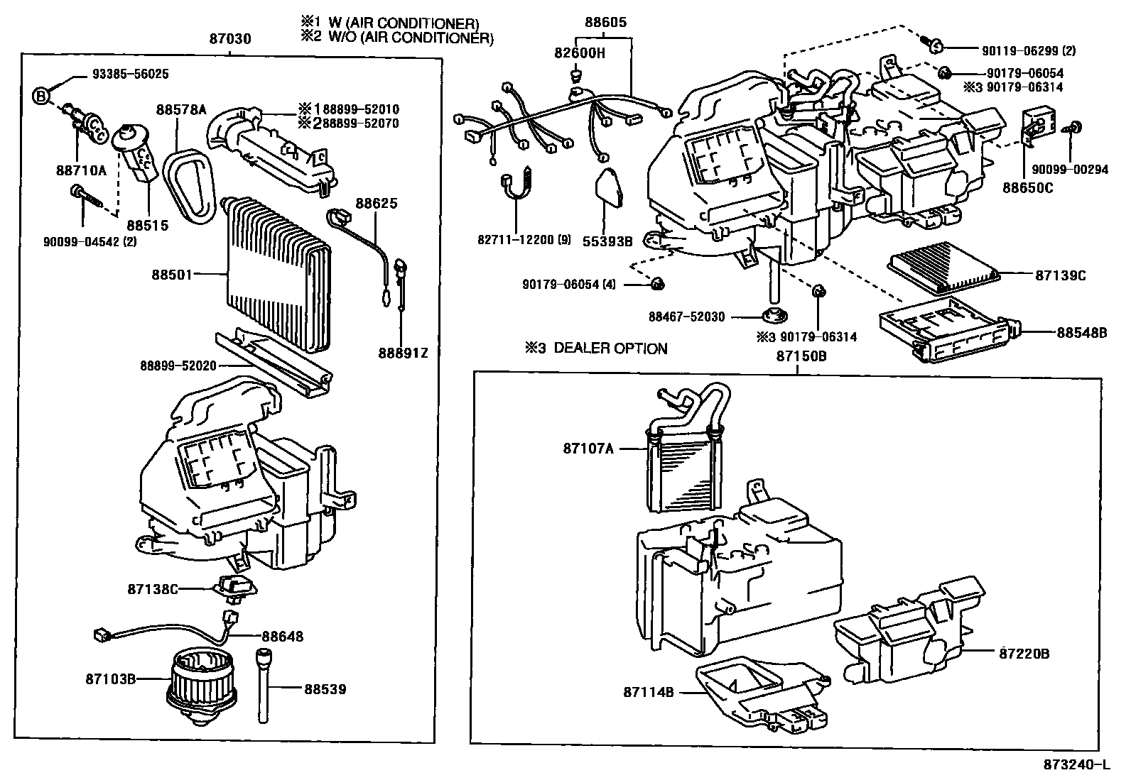 Toyota YARIS 暖风和空调系统 - 冷却器组件 EPC diagram — 873240L