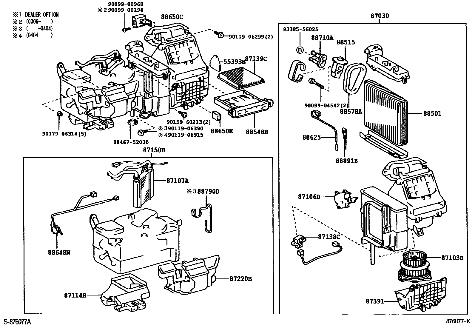 Toyota YARIS 暖风和空调系统 - 冷却器组件 EPC diagram — 876077K