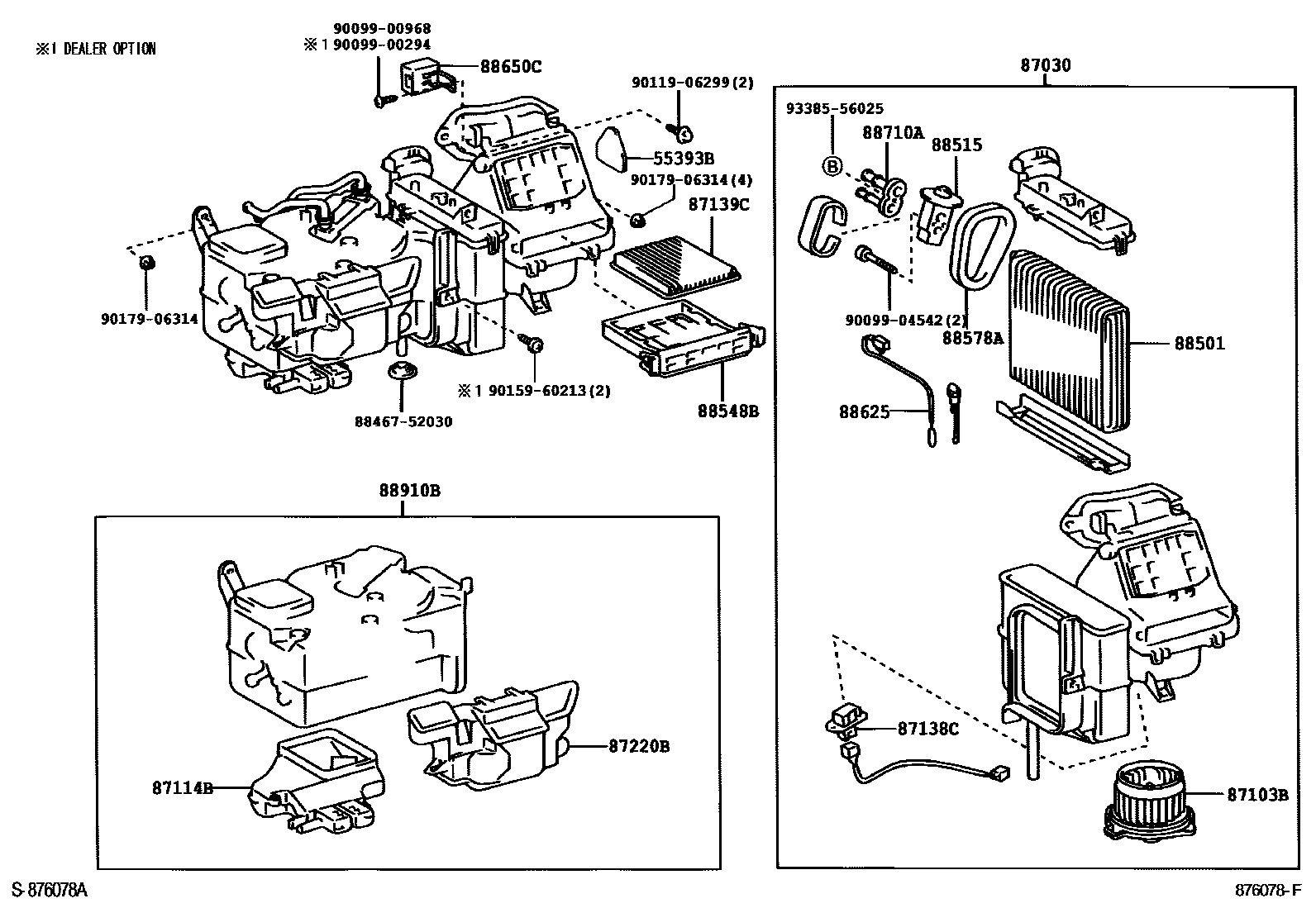 Toyota YARIS 暖风和空调系统 - 冷却器组件 EPC diagram — 876078F