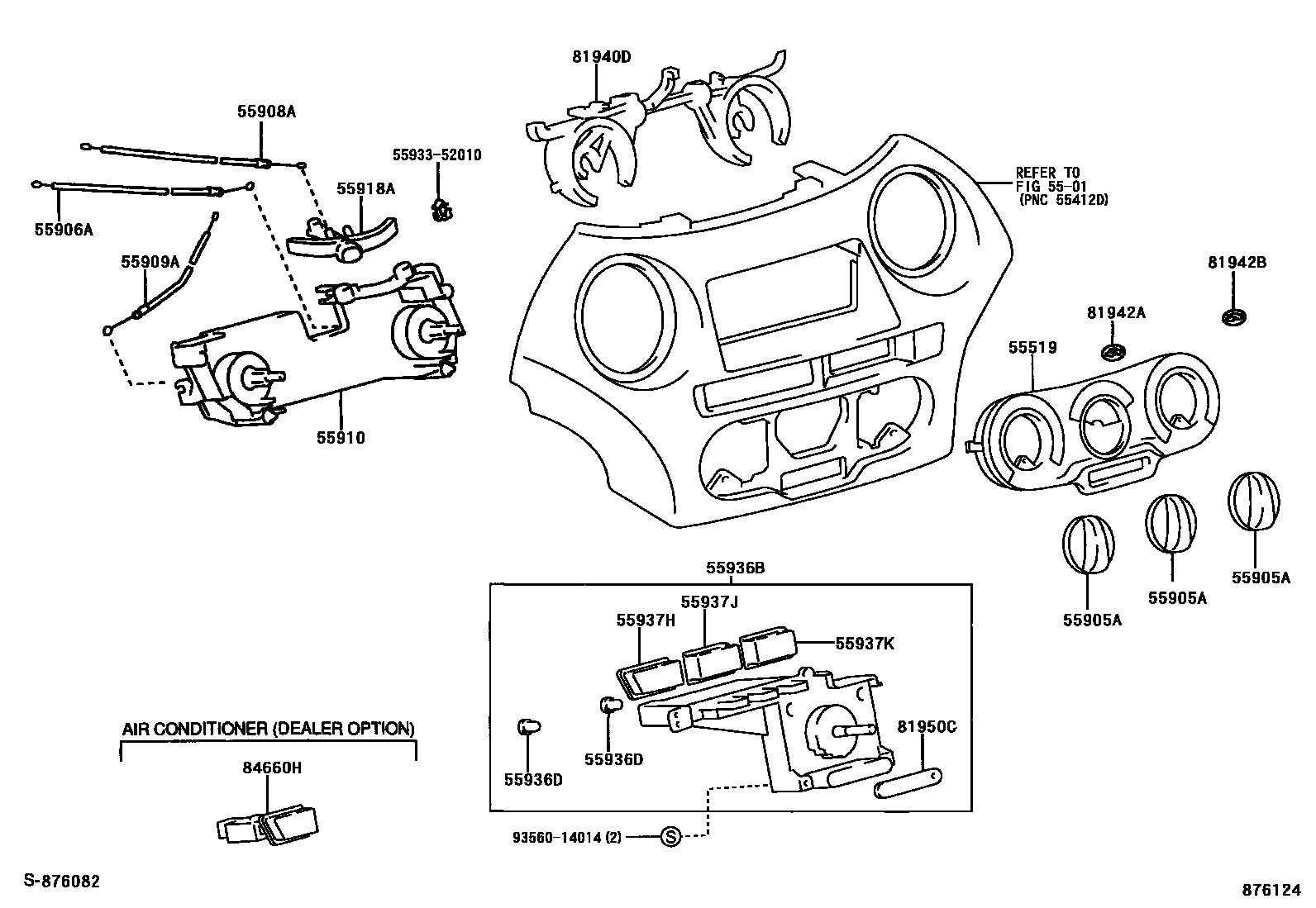 Toyota YARIS 暖风和空调系统 - 控制器和风管 EPC diagram — 876124