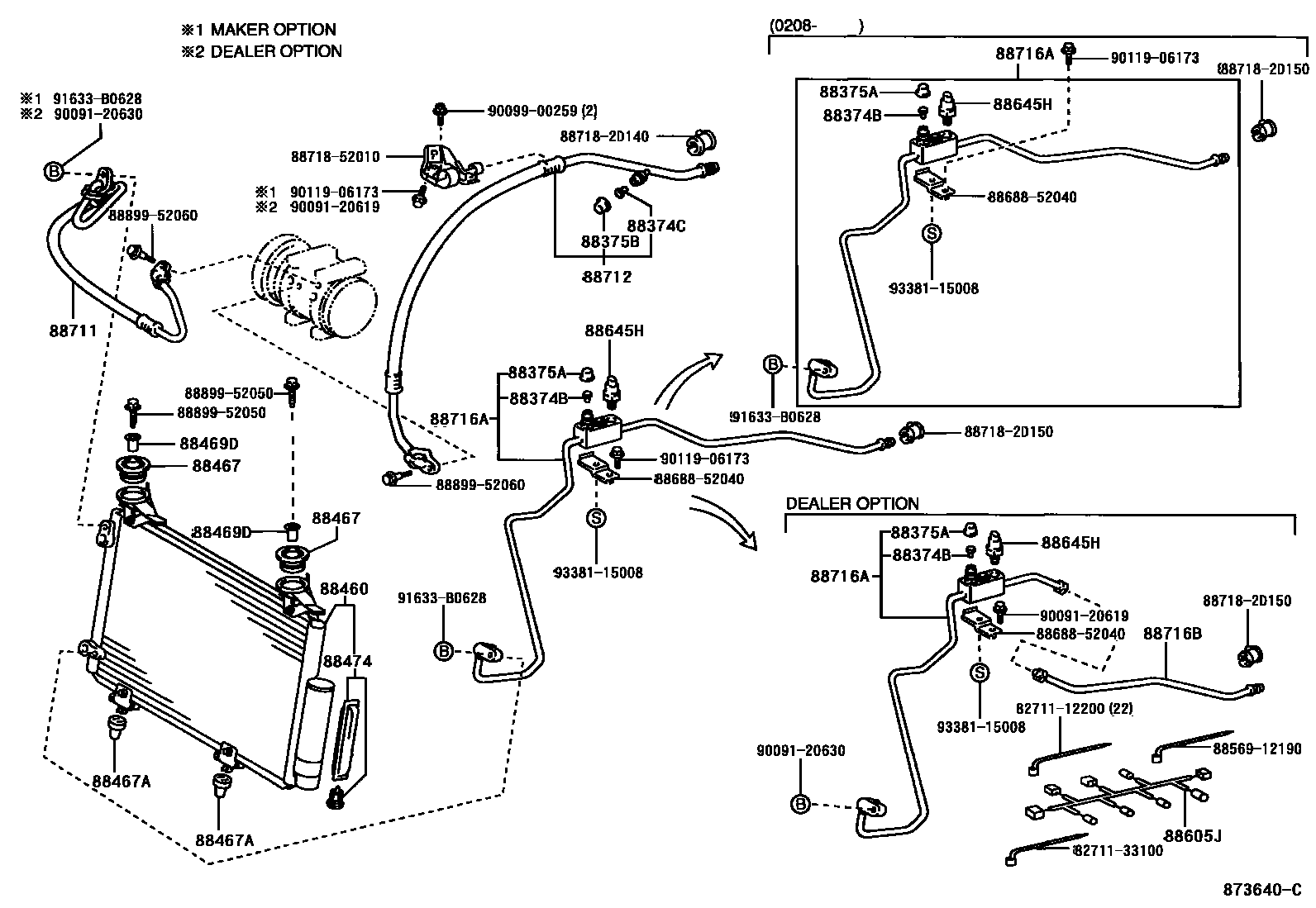 Toyota YARIS Heating & Air Conditioning - Cooler Piping EPC diagram — 873640C