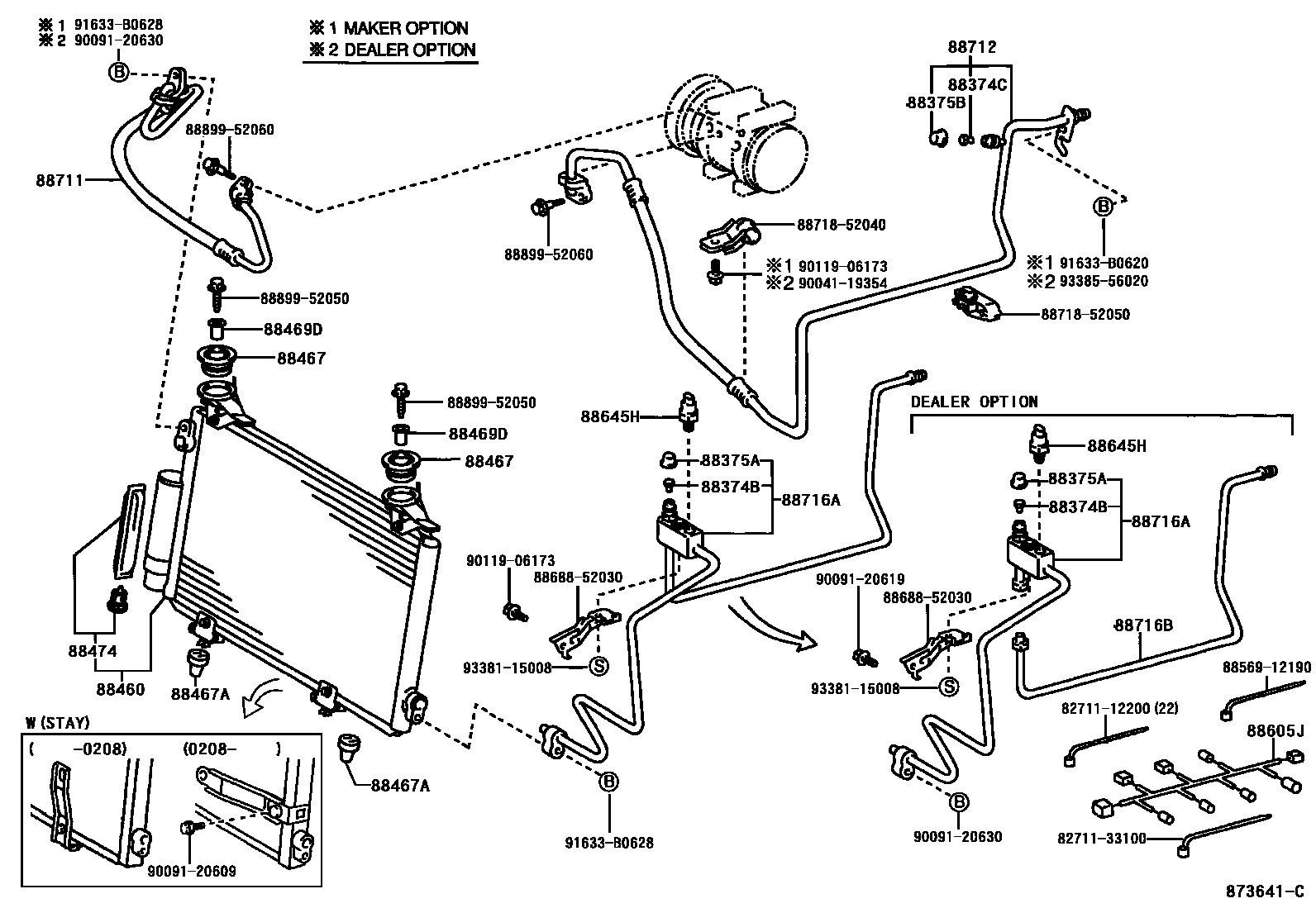 Toyota YARIS Heating & Air Conditioning - Cooler Piping EPC diagram — 873641C