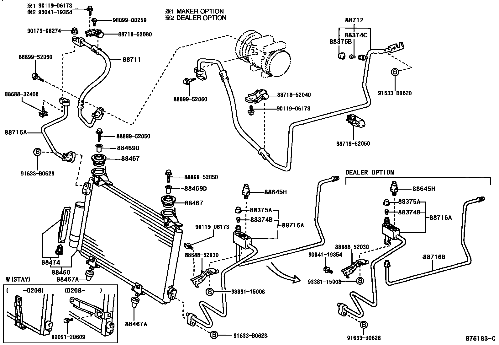 Toyota YARIS Heating & Air Conditioning - Cooler Piping EPC diagram — 875183C