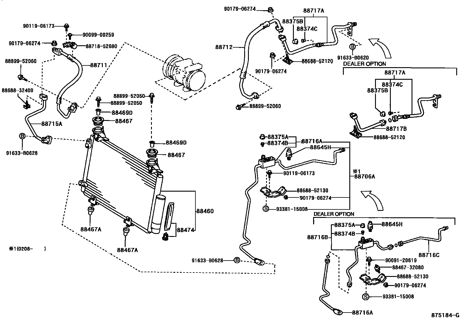 Toyota YARIS Heating & Air Conditioning - Cooler Piping EPC diagram — 875184G