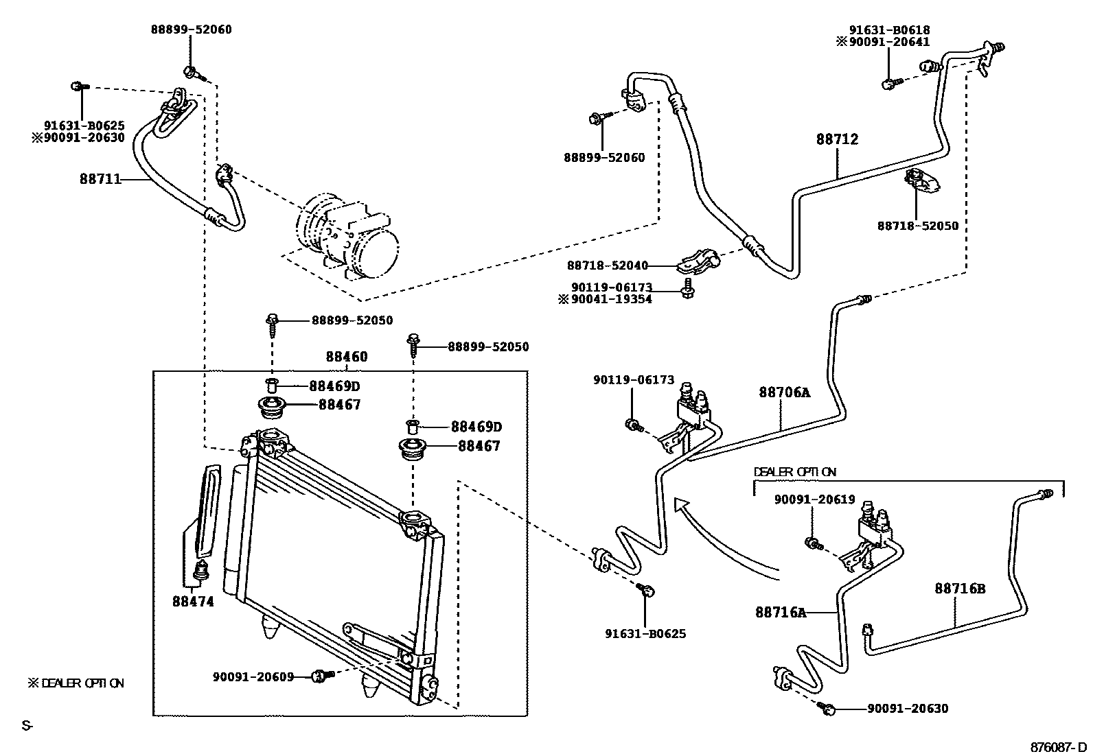 Toyota YARIS Heating & Air Conditioning - Cooler Piping EPC diagram — 876087D