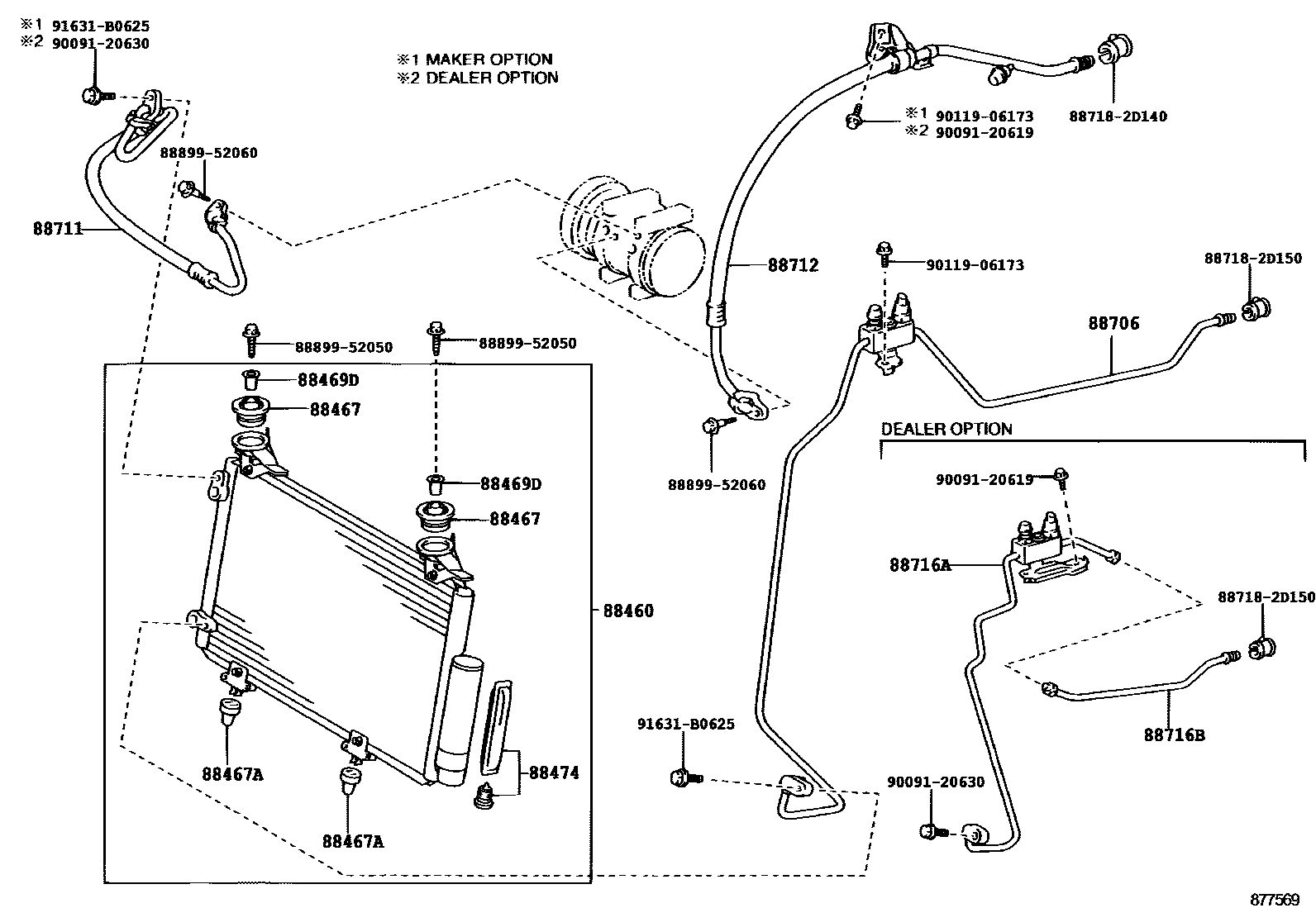 Toyota YARIS Heating & Air Conditioning - Cooler Piping EPC diagram — 877569