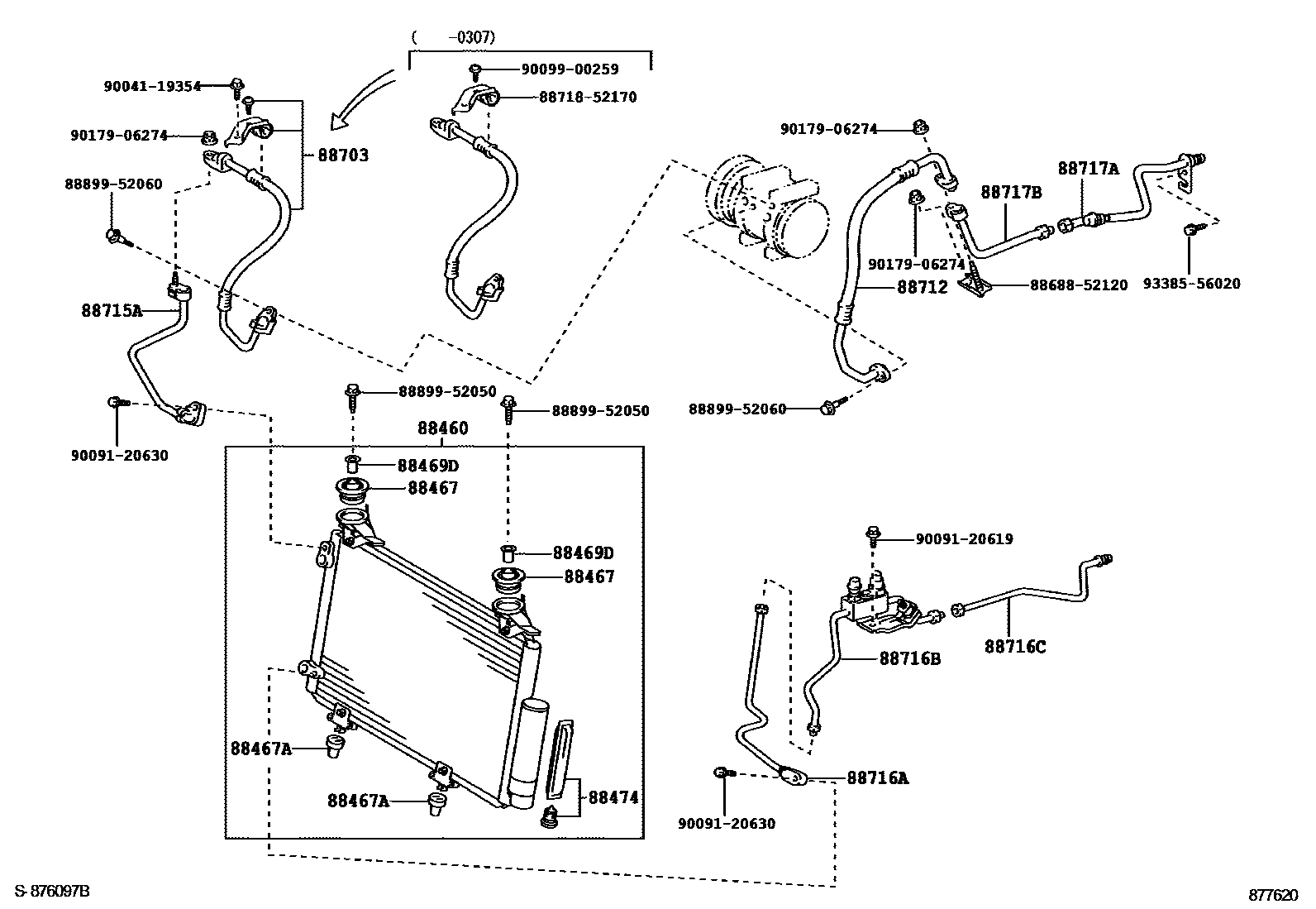 Toyota YARIS Heating & Air Conditioning - Cooler Piping EPC diagram — 877620