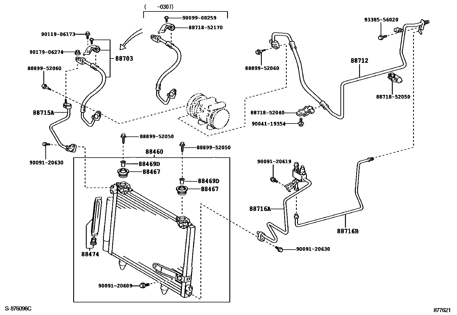 Toyota YARIS Heating & Air Conditioning - Cooler Piping EPC diagram — 877621