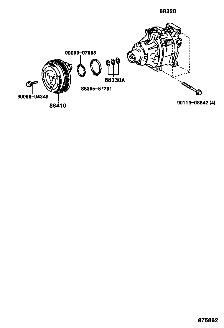 Toyota YARIS Heating & Air Conditioning - Compressor EPC diagram — 875862