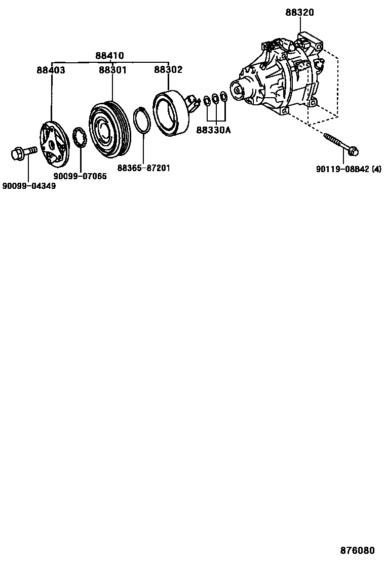 Toyota YARIS Heating & Air Conditioning - Compressor EPC diagram — 876080
