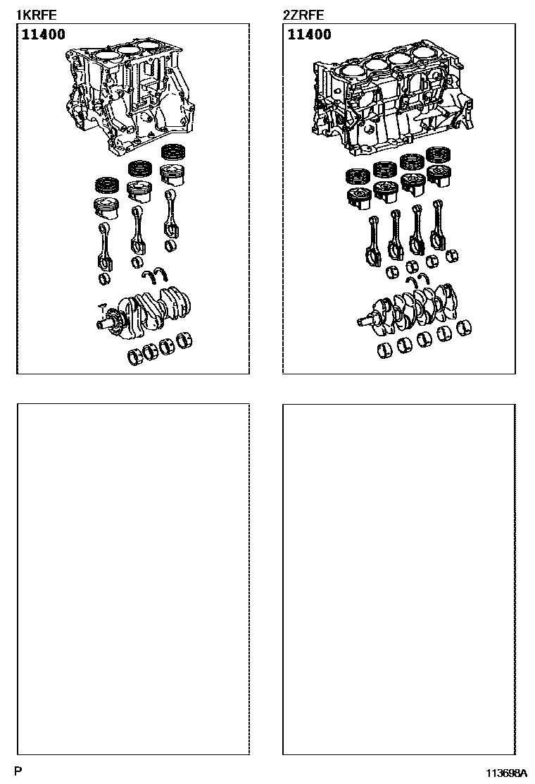 Toyota YARIS Short Block Assembly EPC diagram — 113698A