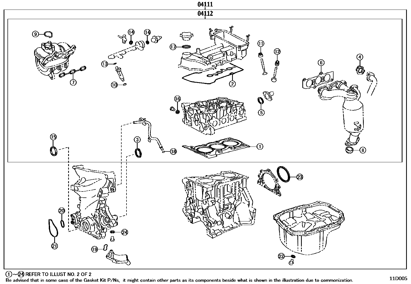 Toyota YARIS Engine Overhaul Gasket Kit EPC diagram — 11D005