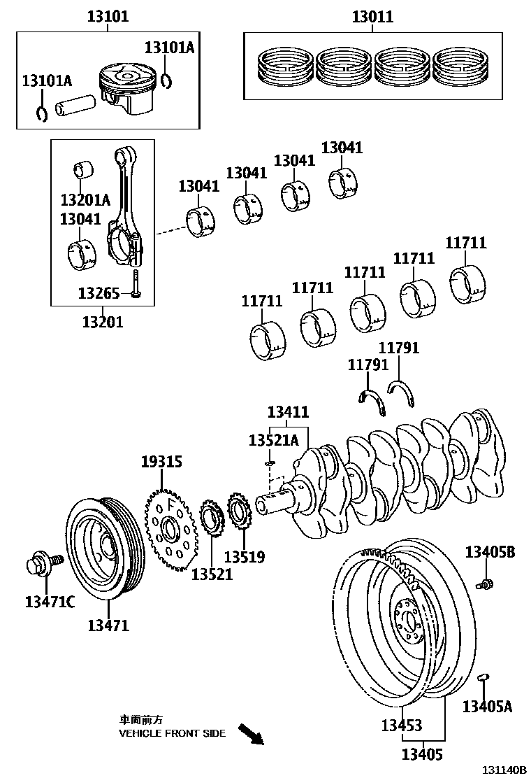 Toyota YARIS Crankshaft & Piston EPC diagram — 131140B