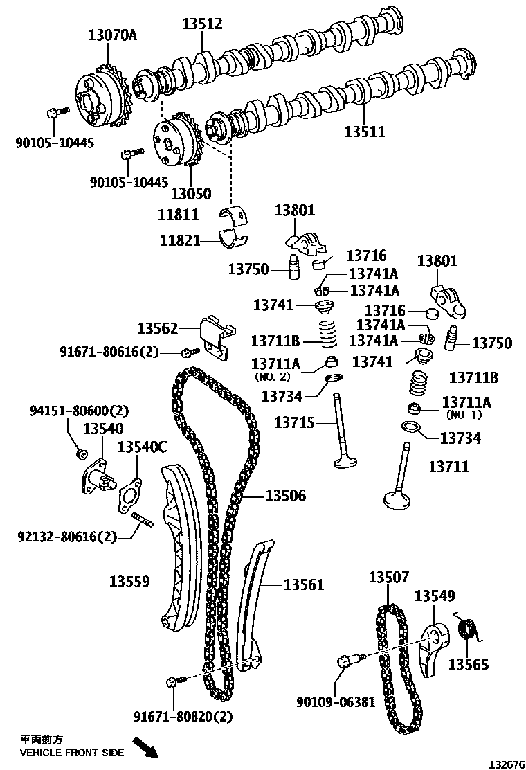 Toyota YARIS Camshaft & Valve EPC diagram — 132676