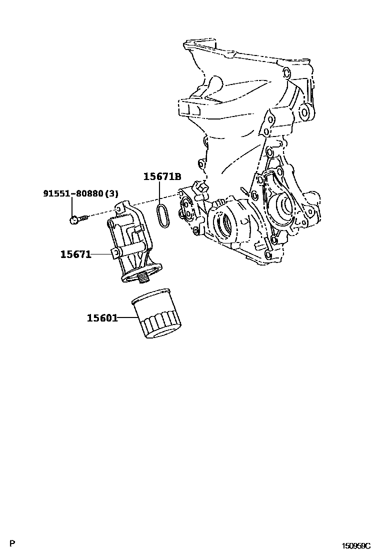 Toyota YARIS Oil Filter EPC diagram — 150959C