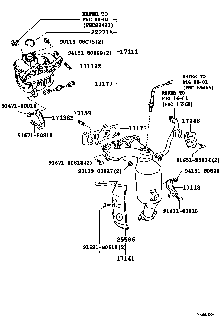 Toyota YARIS Manifold EPC diagram — 174493E