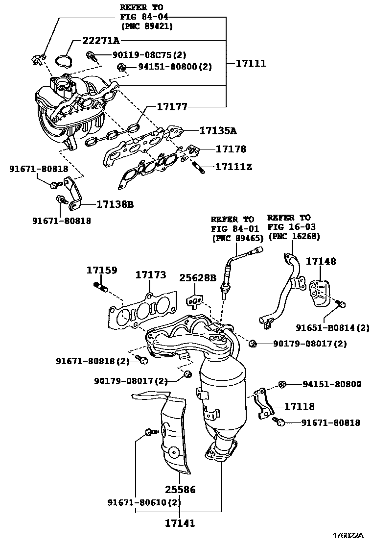 Toyota YARIS Manifold EPC diagram — 176022A