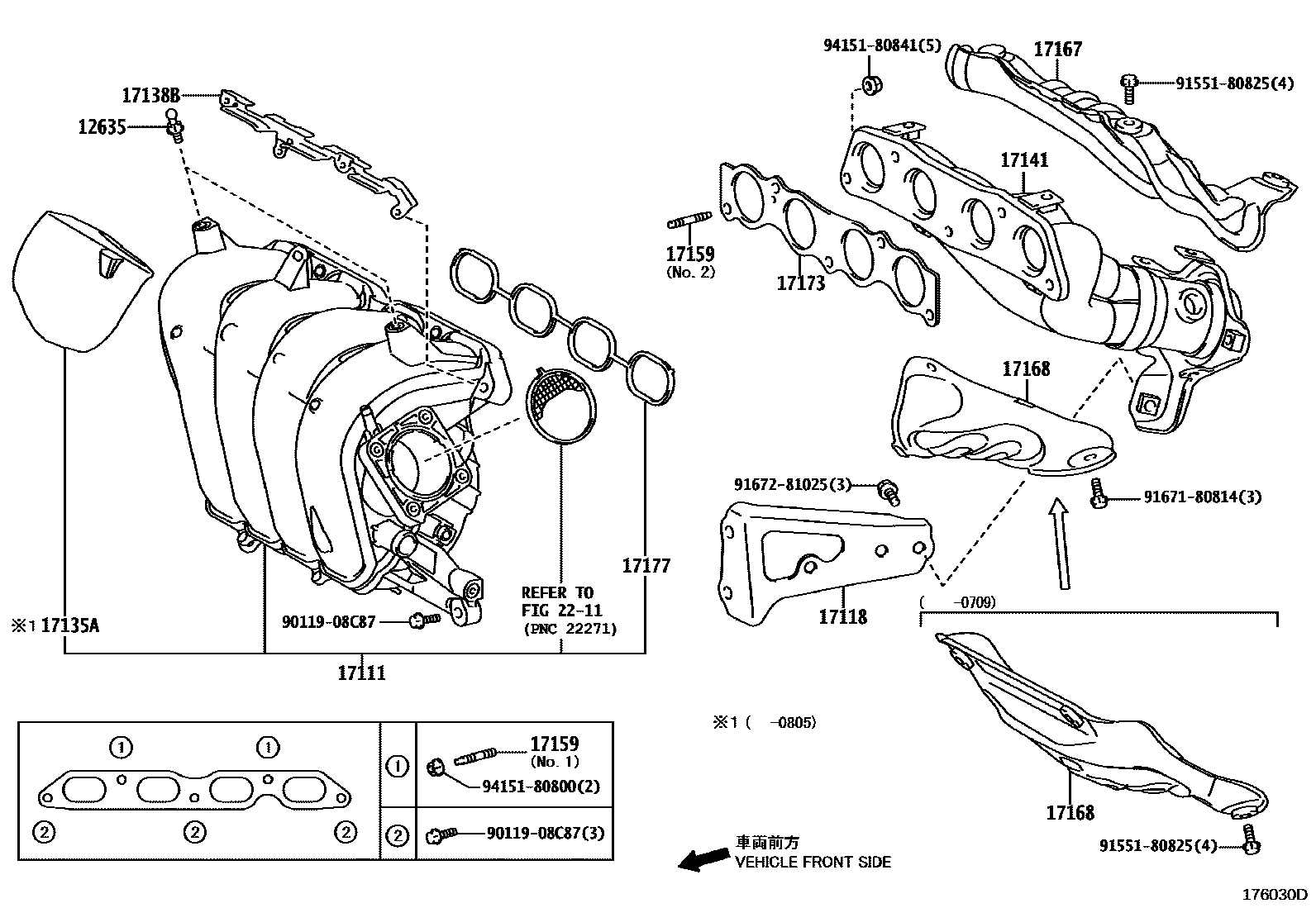 Toyota YARIS Manifold EPC diagram — 176030D