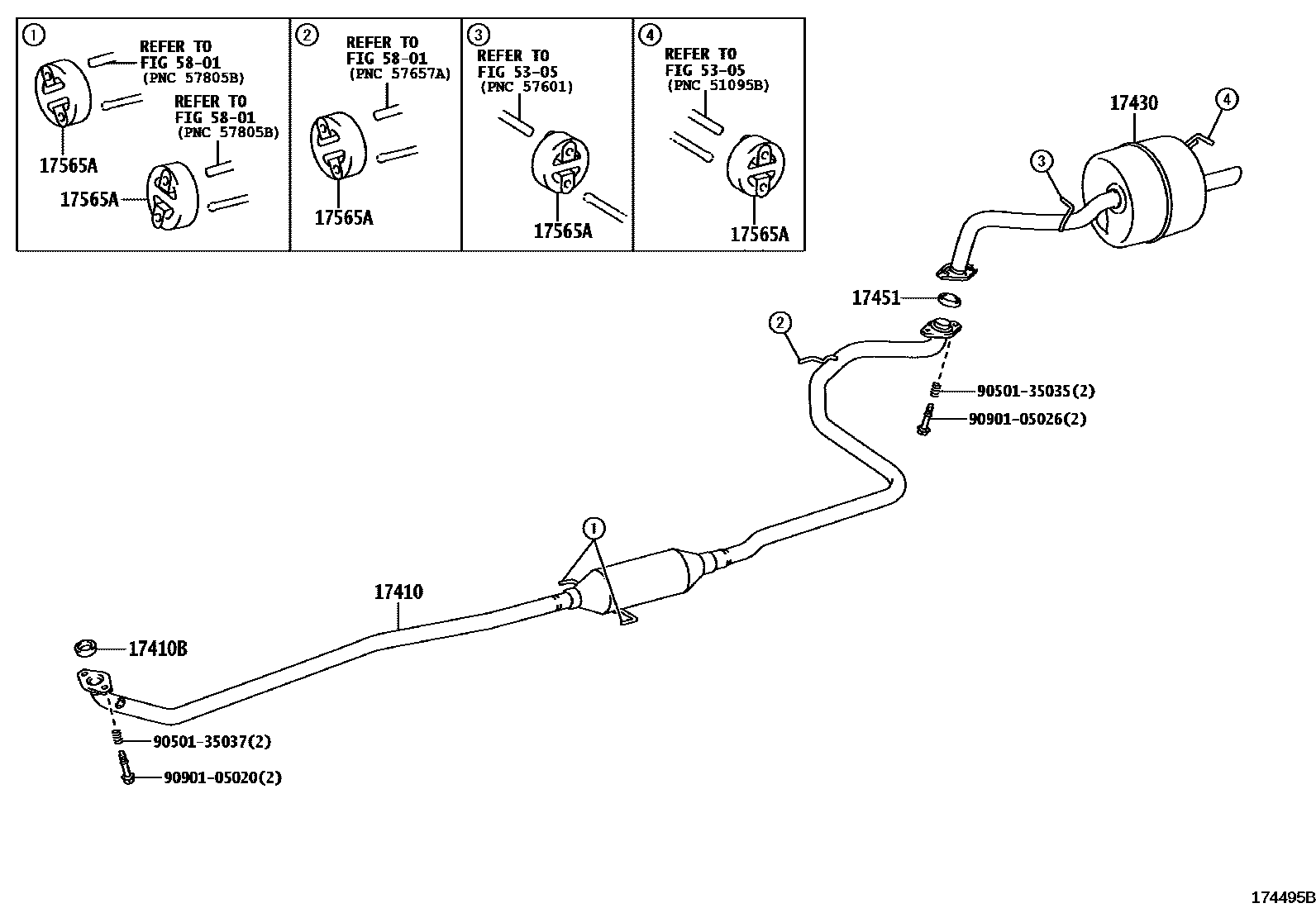 Toyota YARIS Exhaust Pipe EPC diagram — 174495B