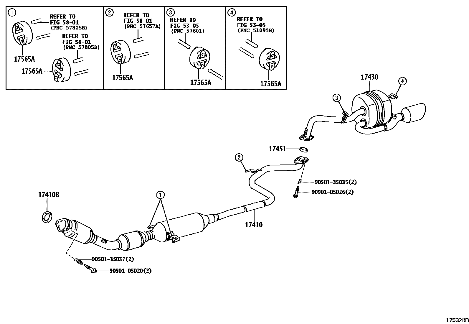 Toyota YARIS Exhaust Pipe EPC diagram — 175328B