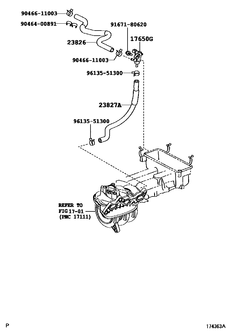 Toyota YARIS vacuum tube EPC diagram — 174363A