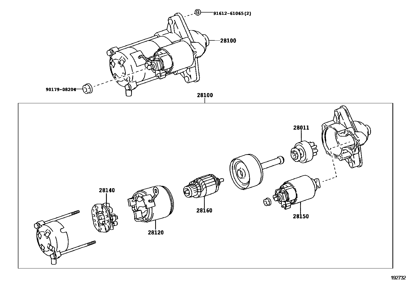Toyota YARIS 起动机 EPC diagram — 192732