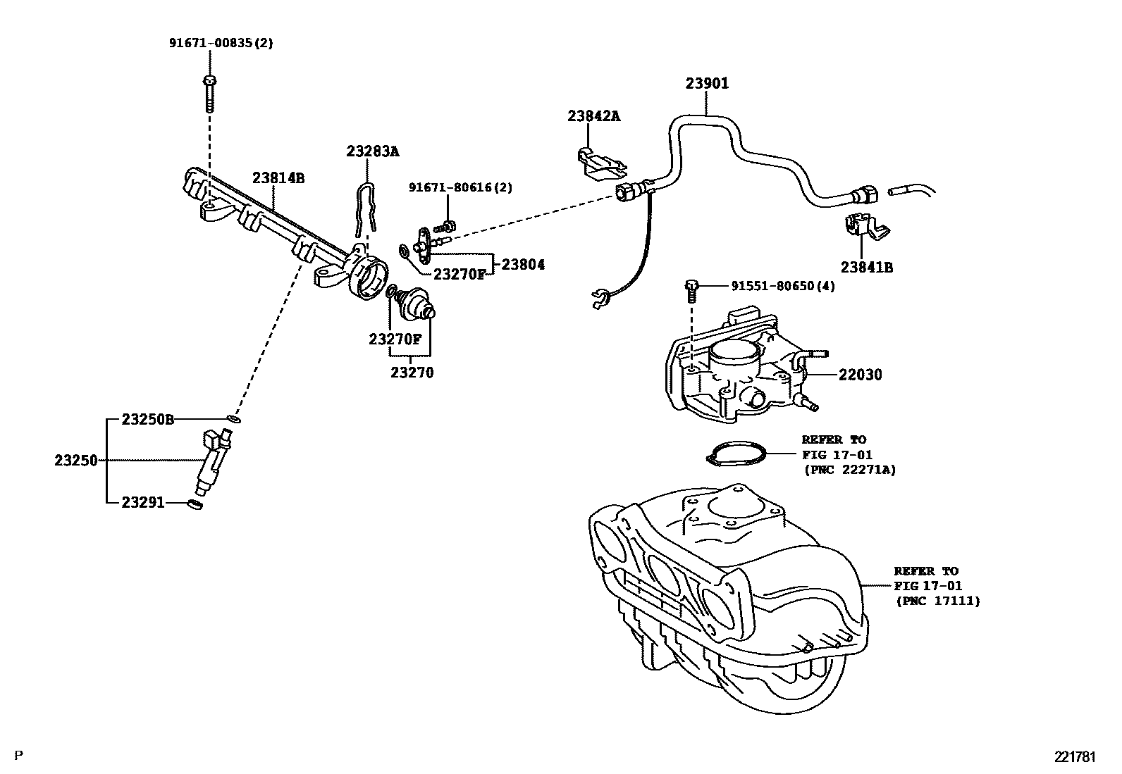 Toyota YARIS 燃油喷射系统 EPC diagram — 221781A