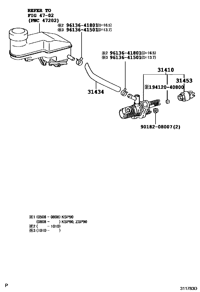 Toyota YARIS 离合器总泵 EPC diagram — 311783D