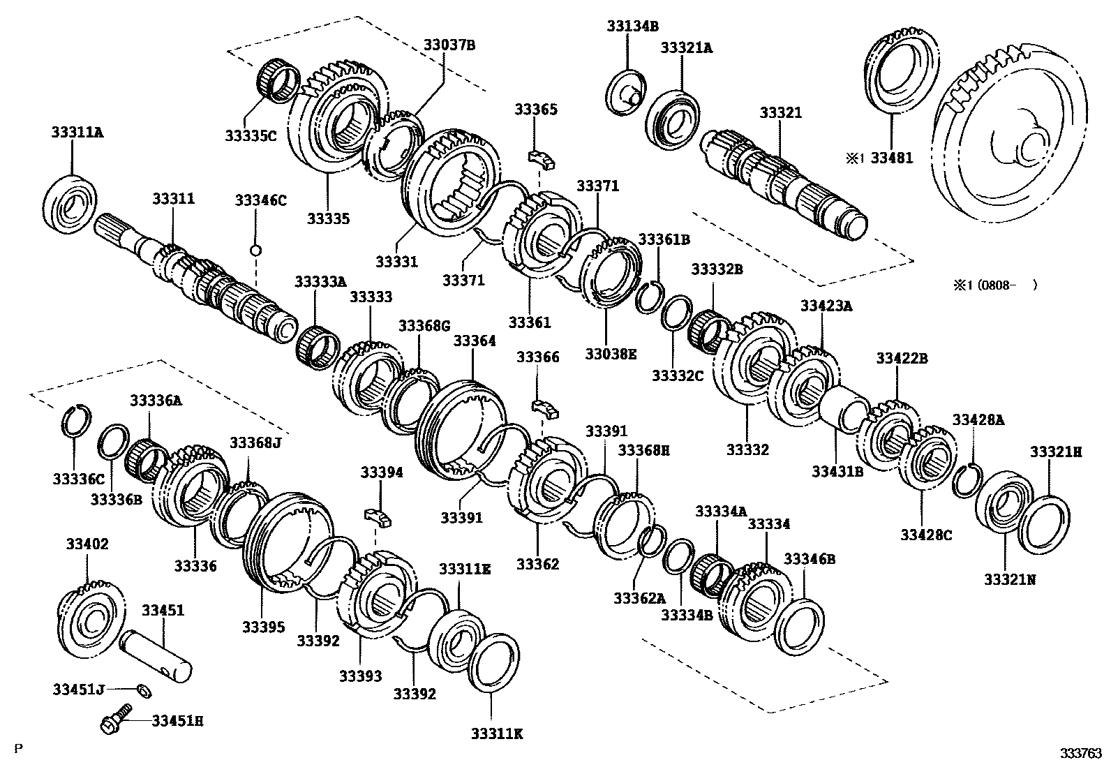 Toyota YARIS 变速器齿轮(MTM) EPC diagram — 333763