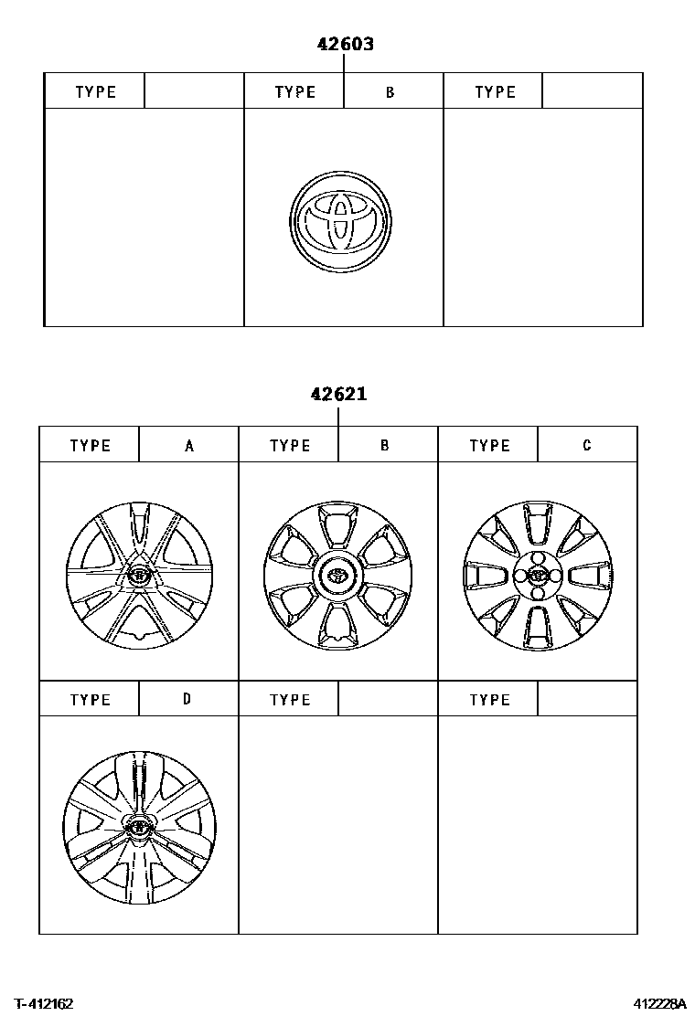 Toyota YARIS 车轮和车轮盖 EPC diagram — 412228A