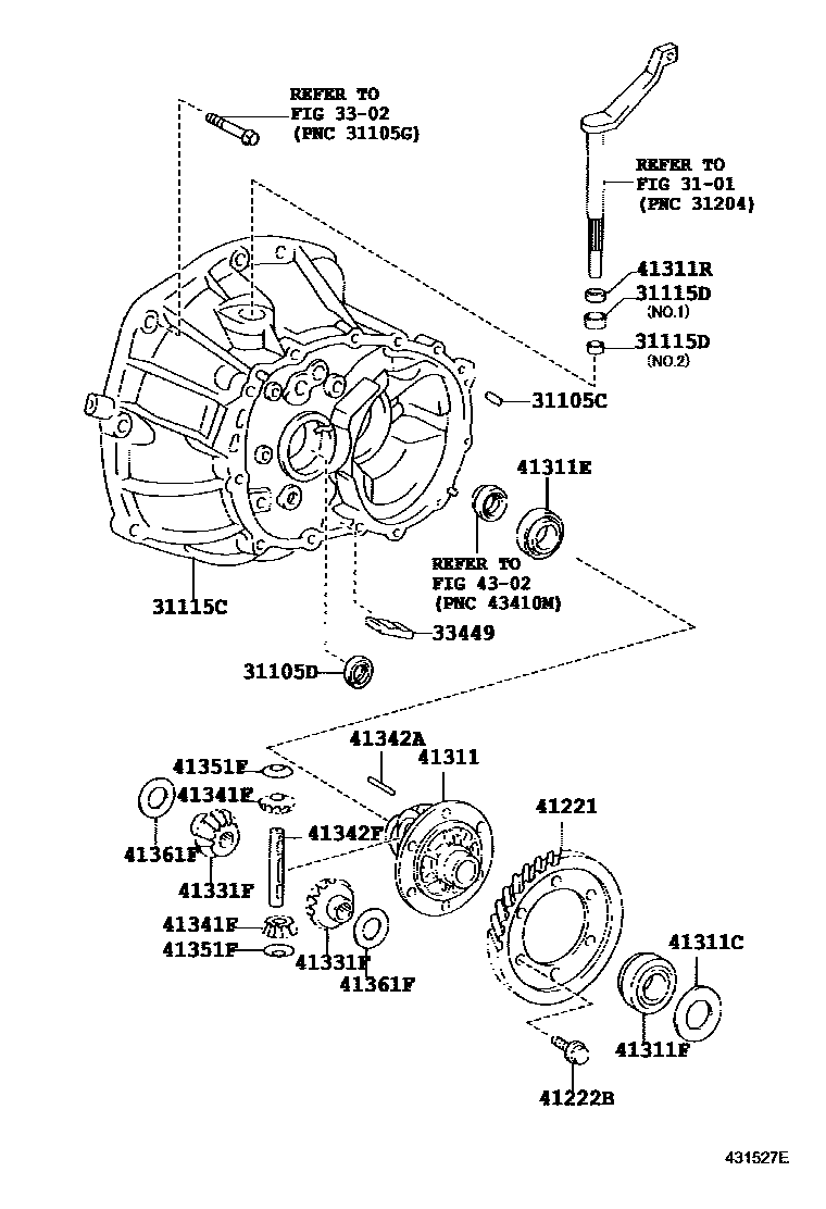 Toyota YARIS 前桥壳和差速器 EPC diagram — 431527E