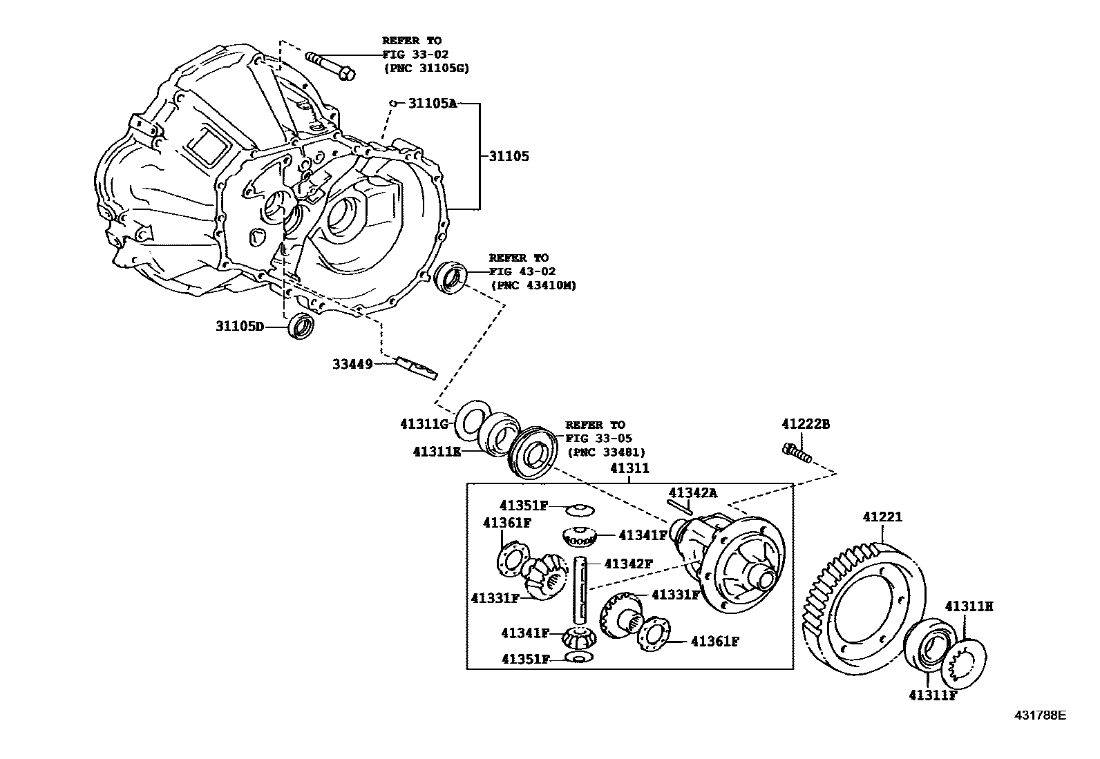 Toyota YARIS 前桥壳和差速器 EPC diagram — 431788E