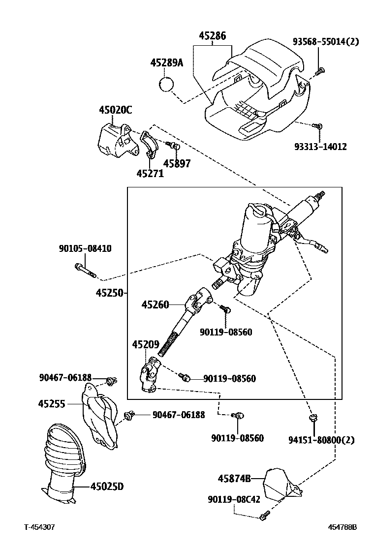Toyota YARIS Steering Column & Shaft EPC diagram — 454788B