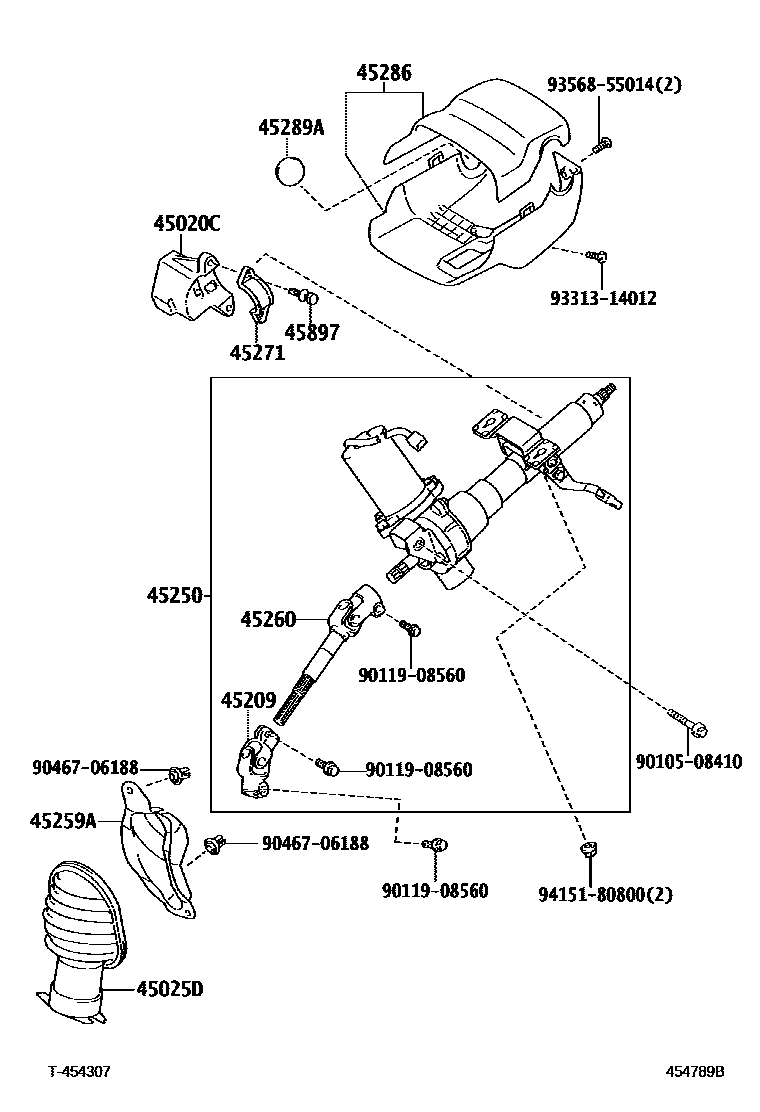 Toyota YARIS Steering Column & Shaft EPC diagram — 454789B
