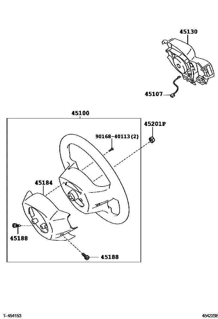 Toyota YARIS Steering Wheel EPC diagram — 454223B